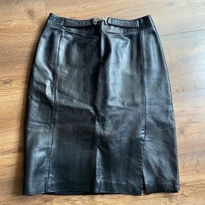 Leather midi skirt